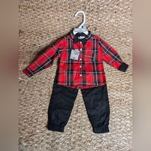 3 Piece Suit Size 24 Months. Red Black & White Plaid By Dapper Dude. Orig $40